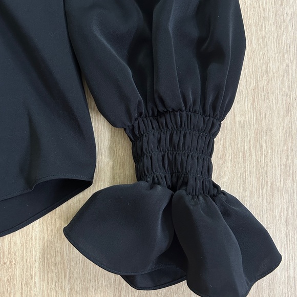 Aqua Black V-Neck Blouse - Picture 4 of 7